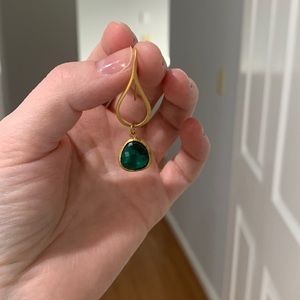Emerald Colored and Gold Earrings